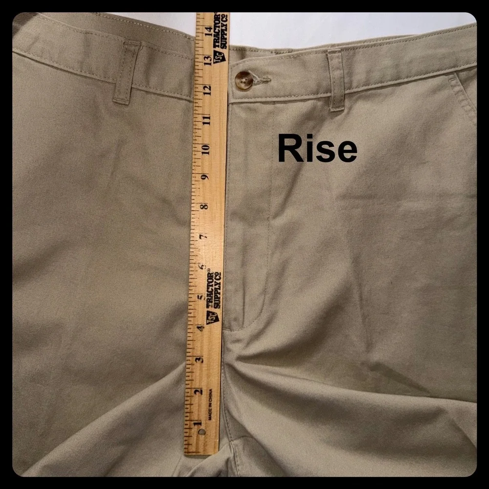 George Chino Pants Mens 42x32 Barley Tan Flat Front Cotton Blend Casual Chinos